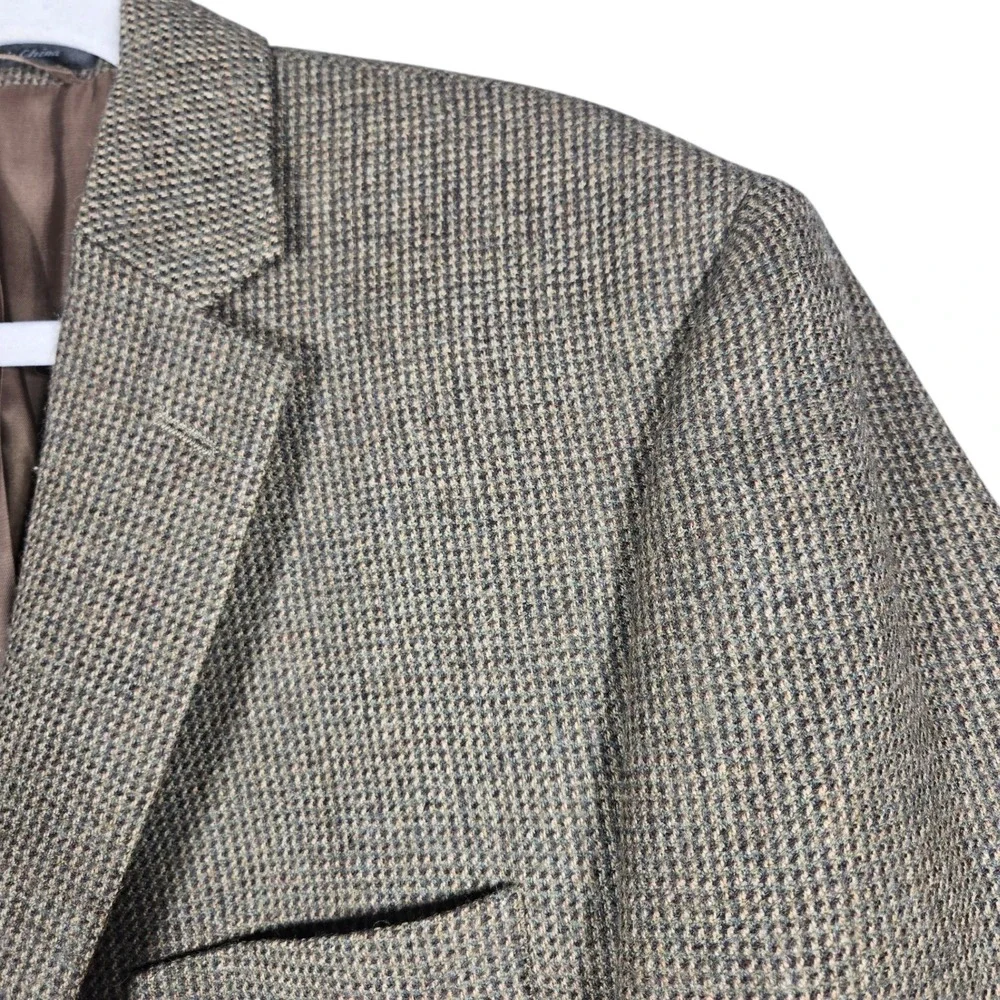 Lauren Ralph Lauren Mens 44L Brown Houndstooth Check Wool Blazer Sport Coat